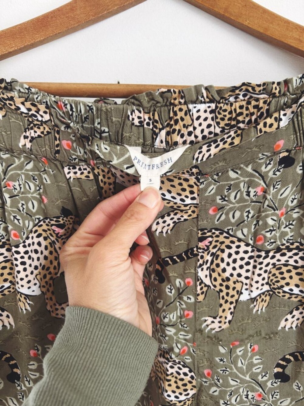 Printfresh Bagheera Leopard Print Pajama Set Green Small Organic Cotton Blend S - Picture 8 of 16